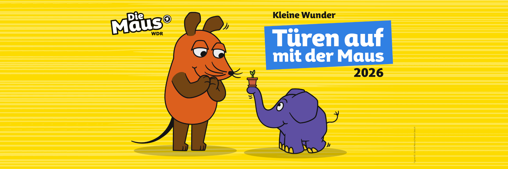 Banner des Maus-Türöffner-Tags mit der Maus und dem blauen Elefanten für 2026